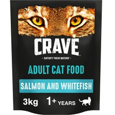 3kg Crave Natural Grain Free Adult Dry Cat Food Salmon & Whitefish (4x750g)