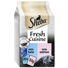 96 x 50g Sheba Fresh & Fine Adult Wet Cat Food Pouches Taste of Toyko in Gravy