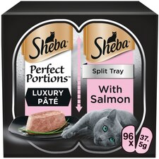 96 x 37.5g Sheba Perfect Portions Luxury Adult Wet Cat Food Trays Salmon in Loaf