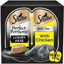 96x37.5g Sheba Perfect Portions Luxury Adult Wet Cat Food Trays Chicken in Pate