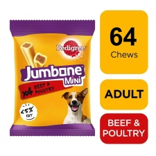 64 Pedigree Jumbone Mini Small Dog Treats Beef & Poultry Dog Chews (16x160g)