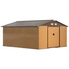 Outsunny 13 x 11ft Garden Shed Storage with Foundation Kit, Yellow