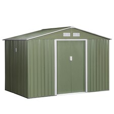 Outsunny 9 x 6FT Galvanised Garden Storage Shed with Sliding Door