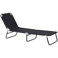 Outsunny Folding Lounge Chair Outdoor Chaise Lounge for Bench Black