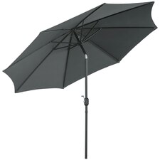 Outsunny 3(m) Patio Umbrella Outdoor Sunshade Canopy Tilt Dark Grey