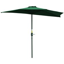 Outsunny 3(m) Half Round Parasol Garden Sun Umbrella with Crank Green