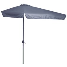 Outsunny 2.3m Half Round Parasol Garden Sun Umbrella with Crank Grey