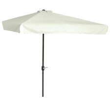 Outsunny 2.3m Half Round Parasol Garden Sun Umbrella with Crank White