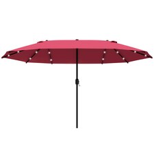 Outsunny 4.4m Double-Sided Sun Umbrella Patio Parasol Solar Lights