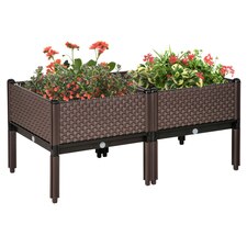 Outsunny Set of 2 Raised Garden Bed Elevated Planter Box for Flower