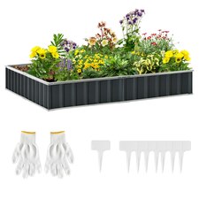 Outsunny Metal Raised Garden Bed No Bottom DIY Large Planter Box