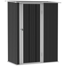 Outsunny Garden Storage Shed with Lockable Door Sloped Roof Grey