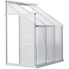 Outsunny 6 x 4ft Lean to Polycarbonate Greenhouse for Outdoor w/ Door