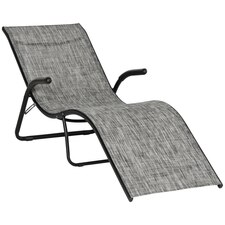 Outsunny Folding Lounge Chair, Outdoor Chaise Lounge for Beach, Grey