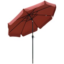 Outsunny 2.7m Patio Umbrella Garden Parasol with Crank, 8 Ribs, Red