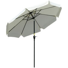 Outsunny 2.7m Patio Umbrella Garden Parasol with Crank, 8 Ribs, White