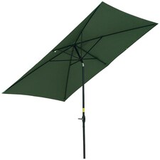 Outsunny 2 x 3(m) Garden Parasol Rectangular Umbrella with Crank Green