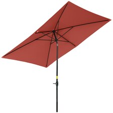 Outsunny 2 x 3(m) Garden Parasol Rectangular Umbrella with Crank Red