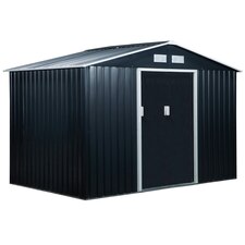 Outsunny 9 x 6FT Garden Storage Shed with Sliding Door, Dark Grey