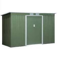 Outsunny 9 x 4FT Outdoor Metal Frame Garden Storage Shed, Green