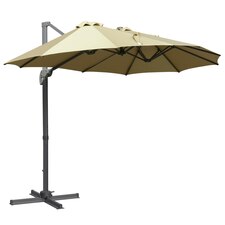 Outsunny 4.5m Double Garden Parasol Garden Umbrella with Crank Khaki