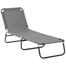 Outsunny Folding Lounge Chair Outdoor Chaise Lounge for Patio Grey