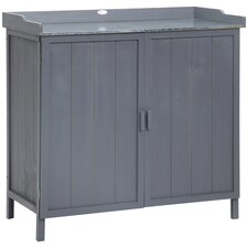 Outsunny Garden Storage Cabinet Potting Bench 98W x 48D x 95.5Hcm Grey