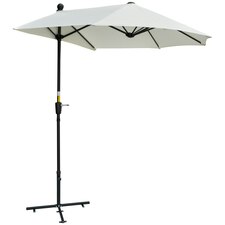 Outsunny 2m Half Garden Parasol Market Umbrella with Crank Handle, Base