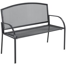 Outsunny 2 Seater Metal Garden Bench Outdoor Furniture for Porch Grey