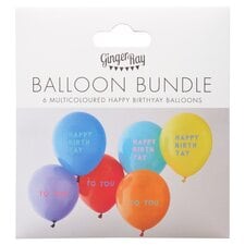 Ginger Ray Rainbow 6 Pack 'Birthyay' Balloons