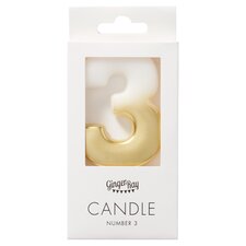 Ginger Ray Shimmer Gold Number 3 Candle