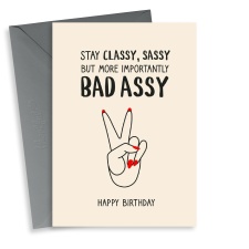 Fun Classy, Sassy & Bad Assy Birthday Card For Her