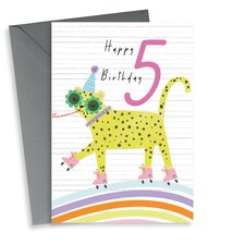 Cute Leopard 5th Birthday Card For Her