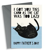 thortful Funny and Cute Lazy Cat Father's Day Card For Dad