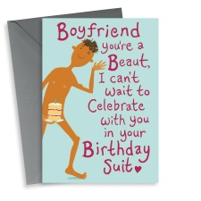 Cheeky Birthday Suit Birthday Card For Boyfriend