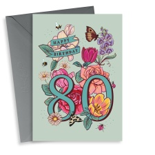 Pretty Floral 80th Birthday Card