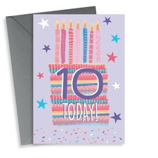 Cute Cake 10th Birthday Card