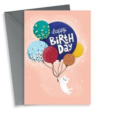 Cute Cat Balloons Birthday Card