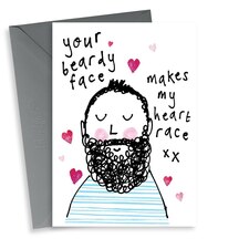 Cute Beardy Face Anniversary Card For Him