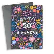 Pretty Floral 50th Birthday Card For Her