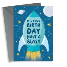 Cute Rocket Birthday Card For Him