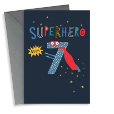 Cute 7th Superhero Birthday Card