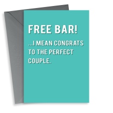 Funny Free Bar Wedding Card