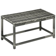 Outsunny Outdoor Coffee Table, PE Rattan Side Table with Plastic Board