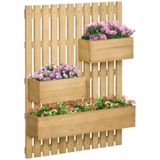 Outsunny Wooden Garden Planters with Trellis Wall-mounted Raised Bed