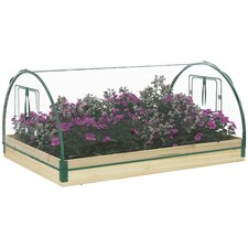 Outsunny Raised Garden Bed with Greenhouse Roll Up Windows Outdoor