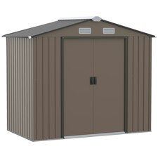 Outsunny Garden Shed Storage with Locking Door Foundation Vent Brown