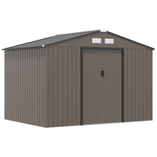 Outsunny 9 X 6FT Storage Garden Shed Sliding Door Galvanised Brown