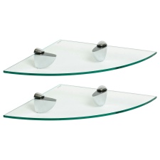 Harbour Housewares Floating Glass Corner Shelves - 30cm - Pack of 2