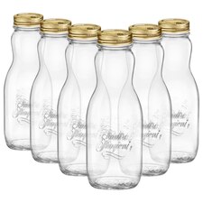 Bormioli Rocco Quattro Stagioni Glass Juice Bottles with Screw Top Lid - 1L - Pack of 6